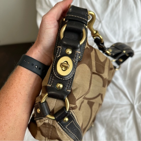 COACH Vintage Hobo Bag Brown Jacquard Signature Monogram Print E0726-10619 - Picture 4 of 16